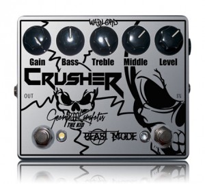 Image of metal distortion pedal Crusher. Custom guitar pedals be Warlord.